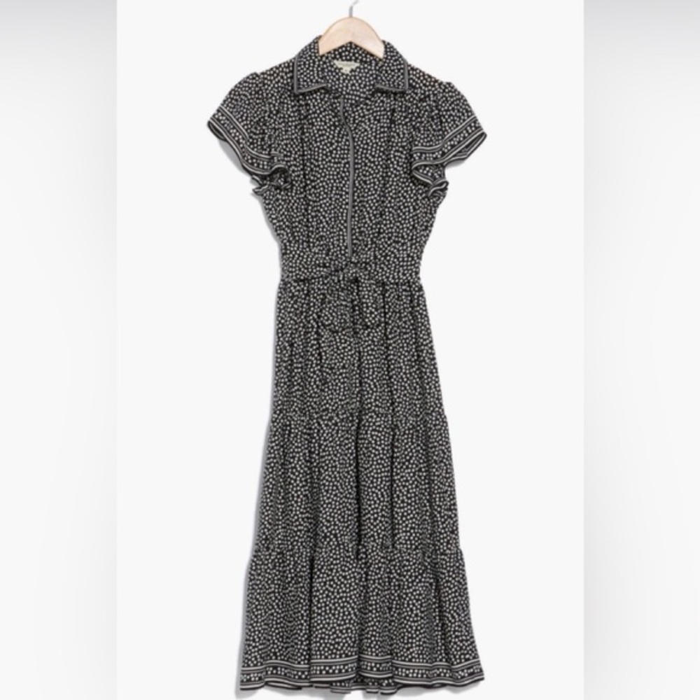 Max Studio Black and White Polka Dot Midi Dress